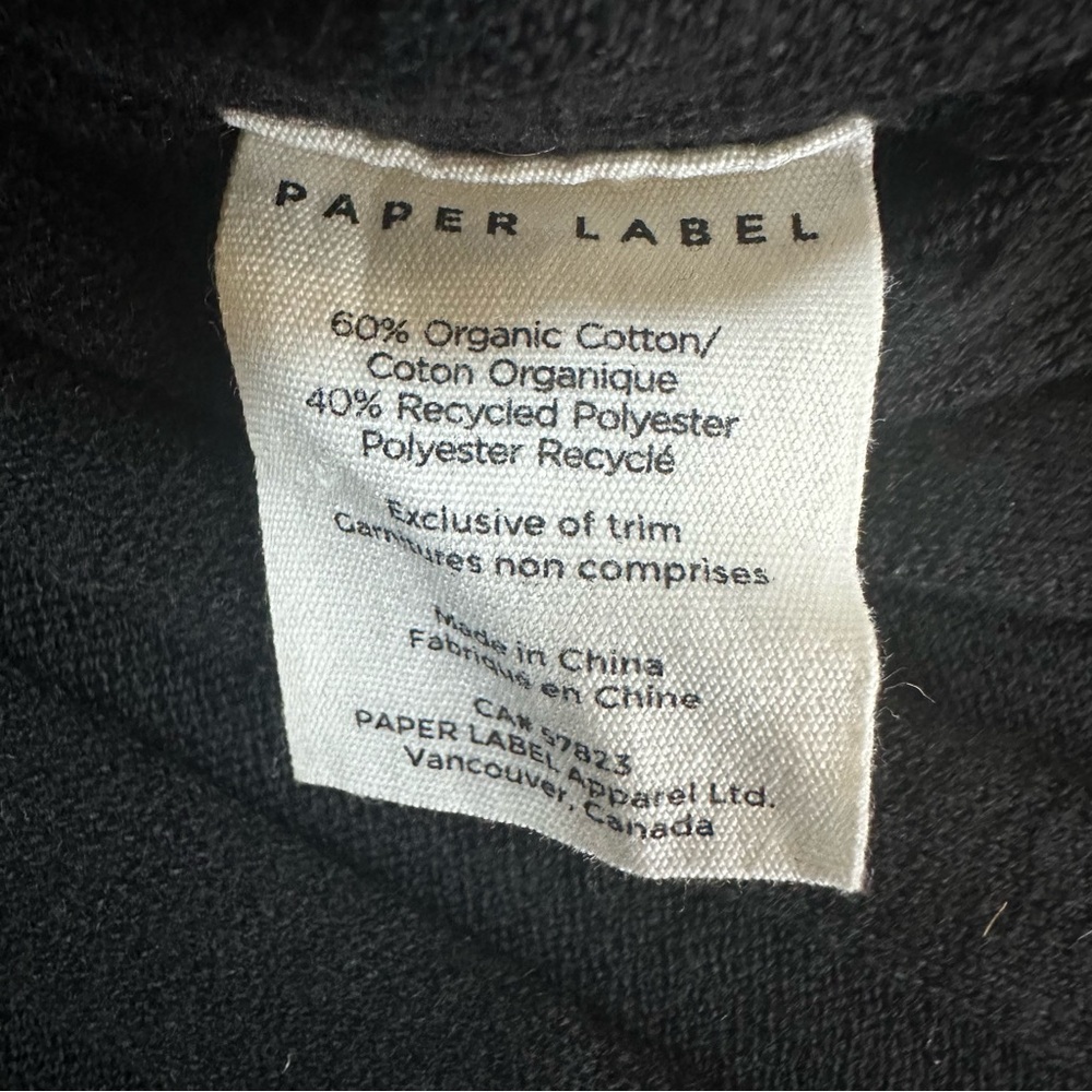 Paper Label Black Ribbed Dress, Midi, Organic Cotton, Stretch, Mock Neck, M - Picture 6 of 8